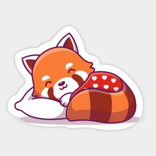 Cute Red Panda Sleeping With Pillow Sticker